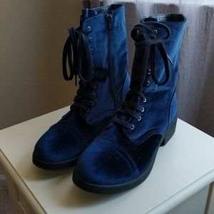 Blue suede boots